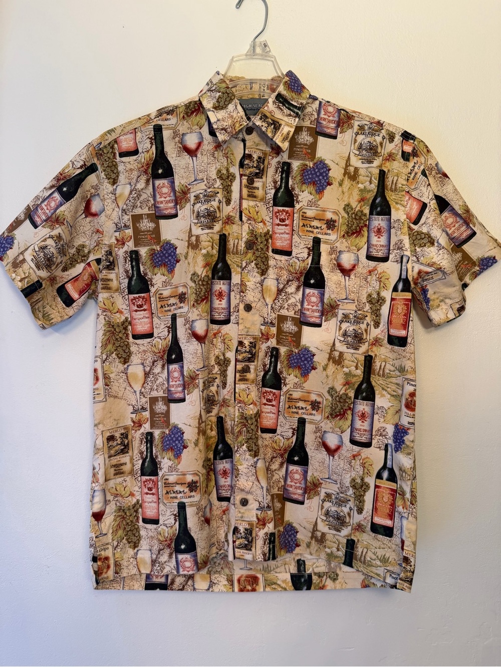 Vintage High Seas Trading Co Mens Short Sleeves Wine Making Themed Shirt SM(USA)